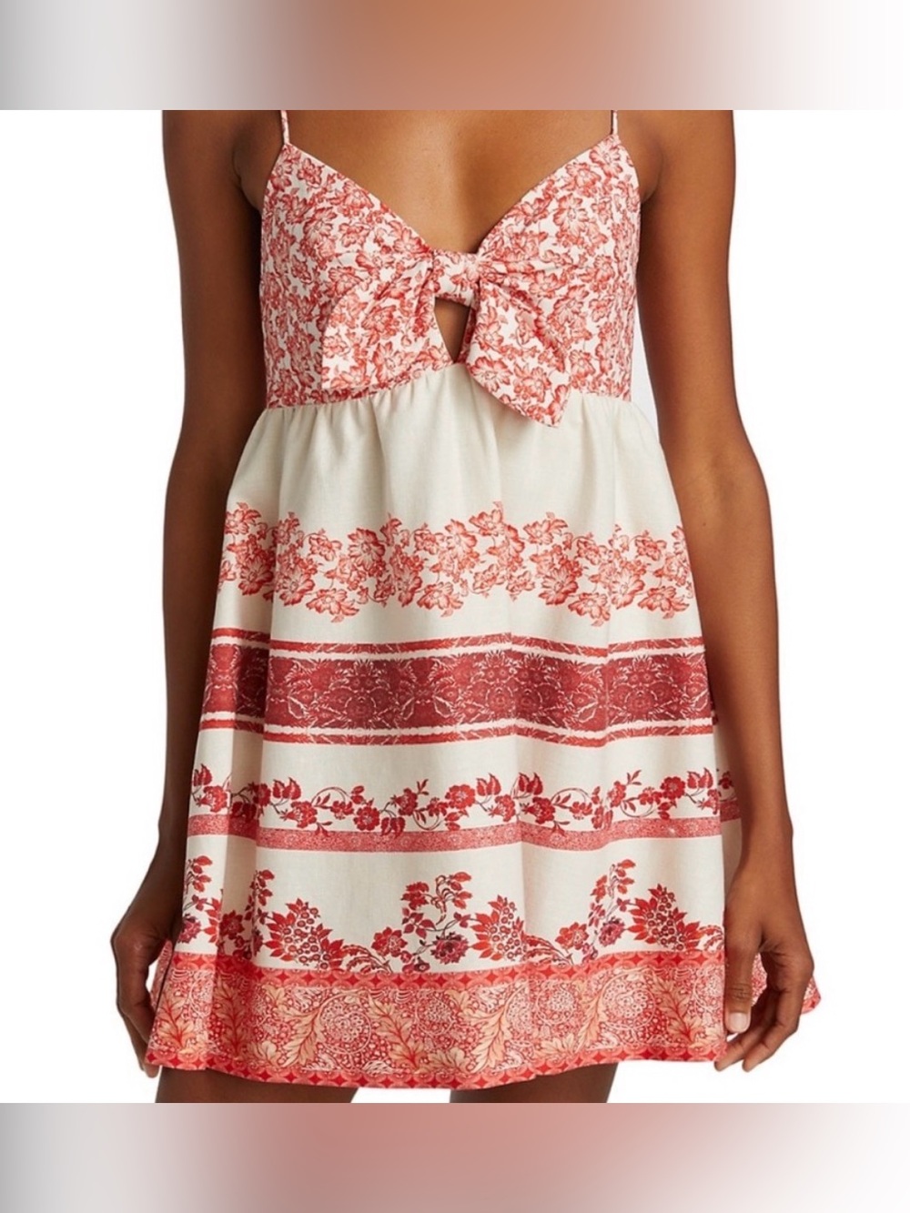 ALICE + OLIVIA Melvina Tie-Front Gathered Babydoll Dress Size 4